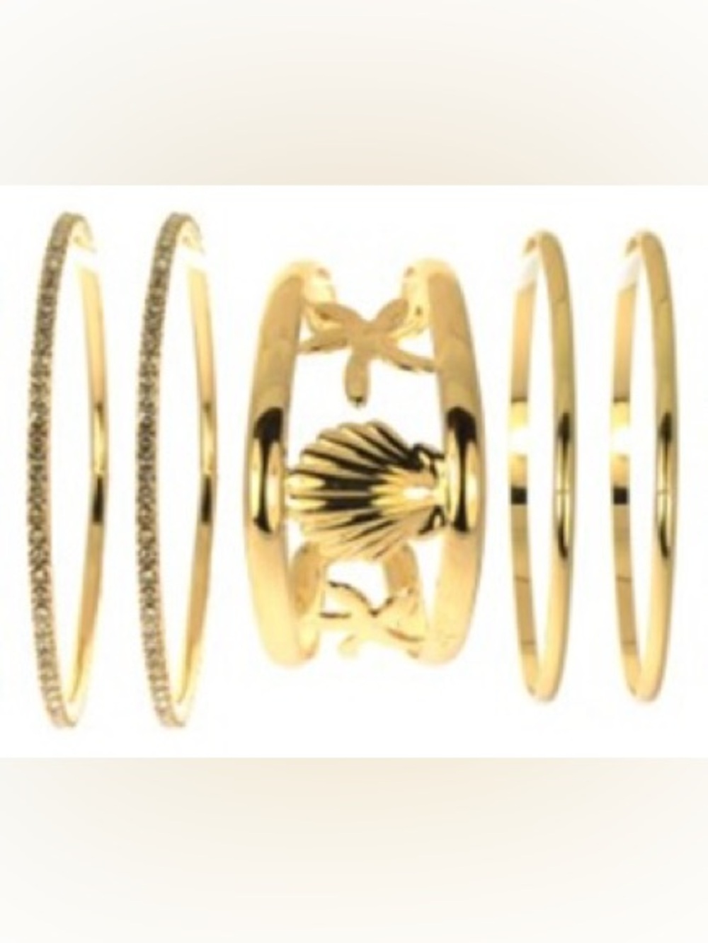 Zara Gold Shell & Starfish Stackable Bangle Set - Picture 5 of 5